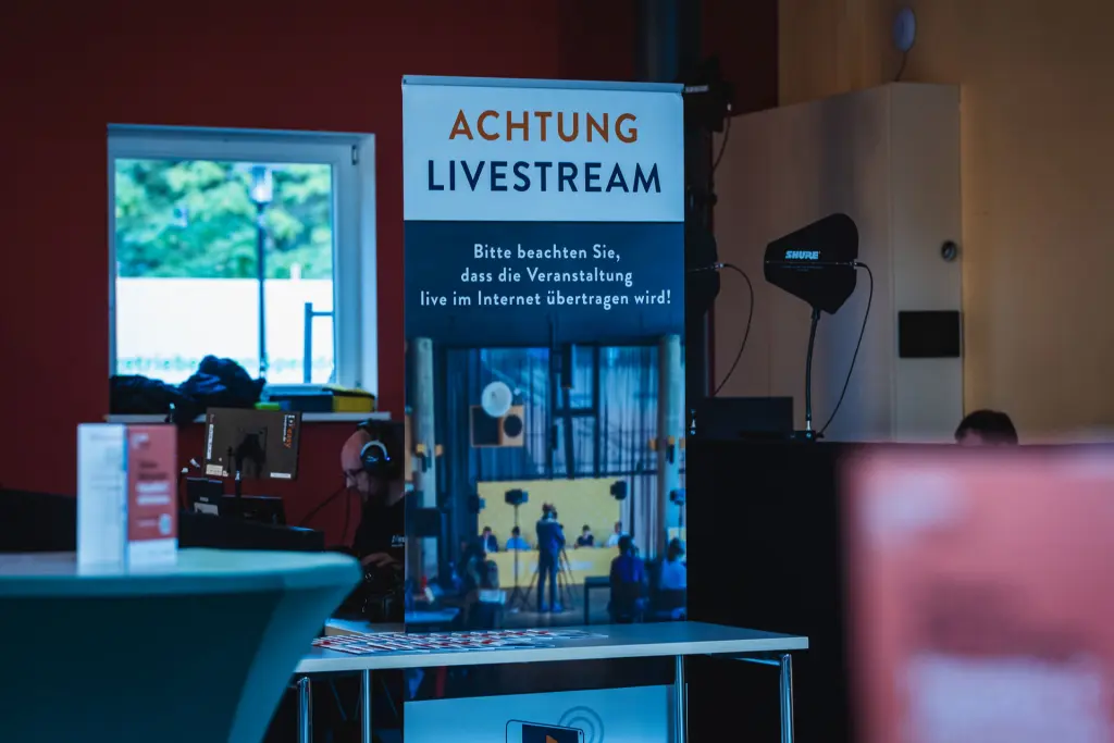 Livestream setup at an event in Hamburg, documented by an event photographer.